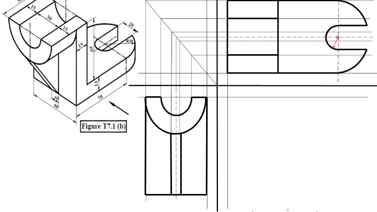 Engineering Drawing Tutorials Sectional and Auxiliairy Views with Front ...