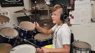 Liam,  single backbeats,  quarters on BD . 8th notes hat,  quarters on Ride
