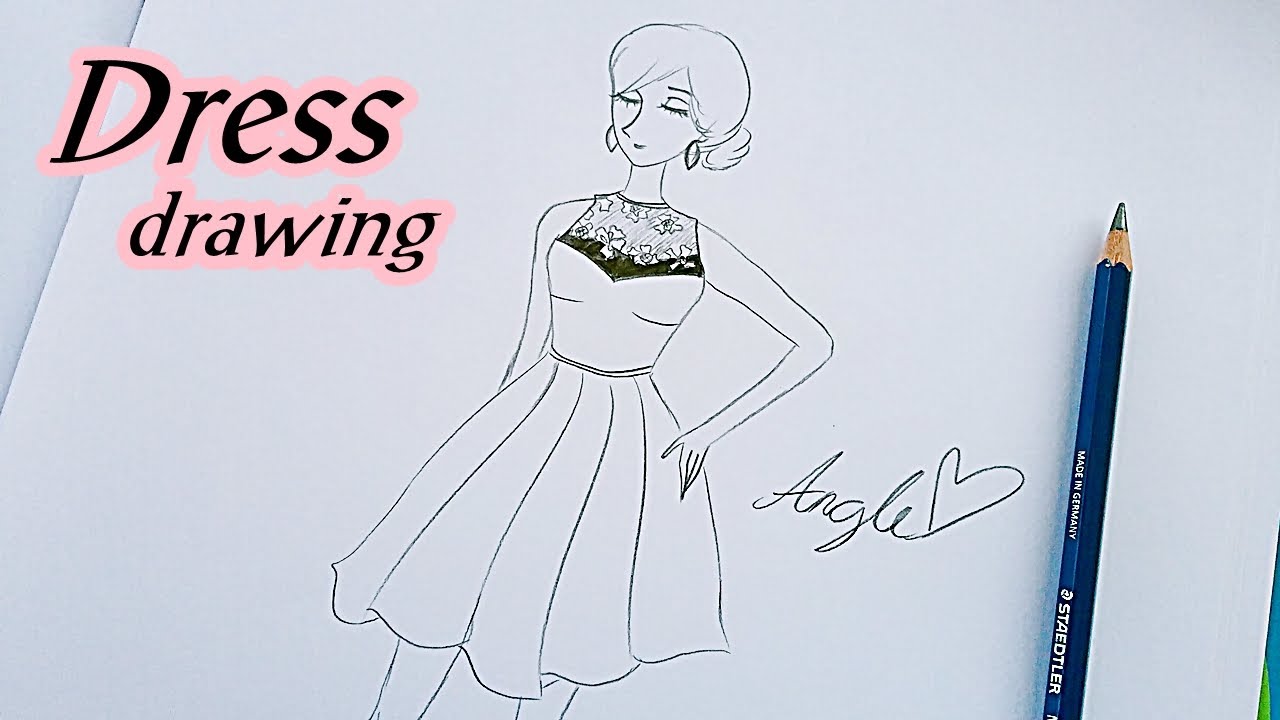 easy drawing , How to Draw a Dress Easy Step by step - Angle art. - YouTube