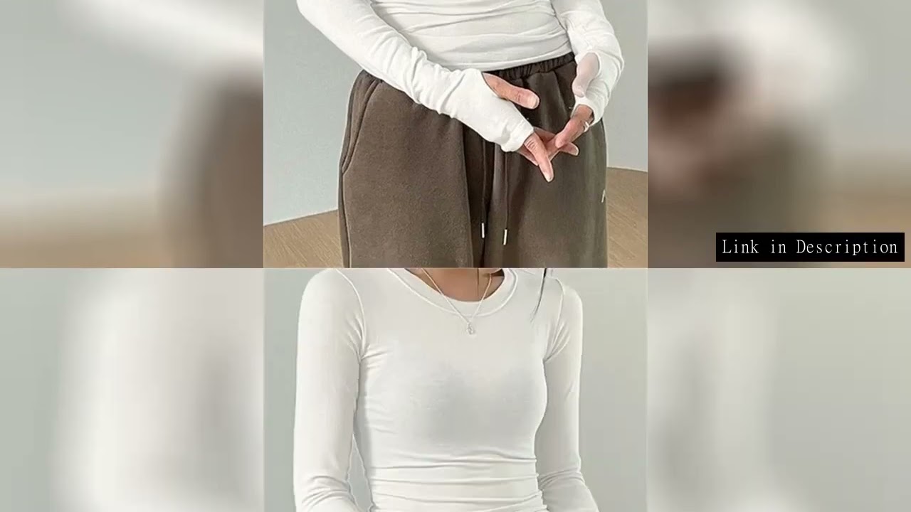 CHRONSTYLE Women Casual Slim Fit Long Sleeve O-Neck T-shirts Tops Spring Fall Solid Color Tees with