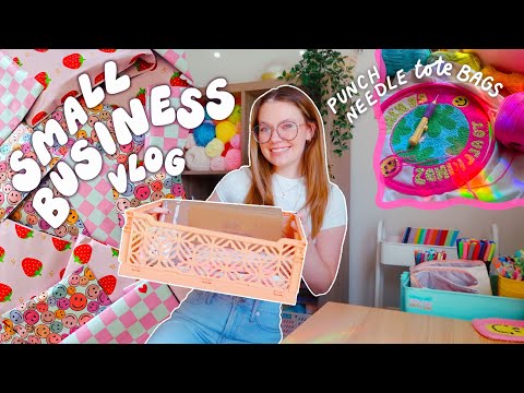 Where to get cute packaging supplies ☻✿ punch needle tote bags, packing orders, small biz vlog!