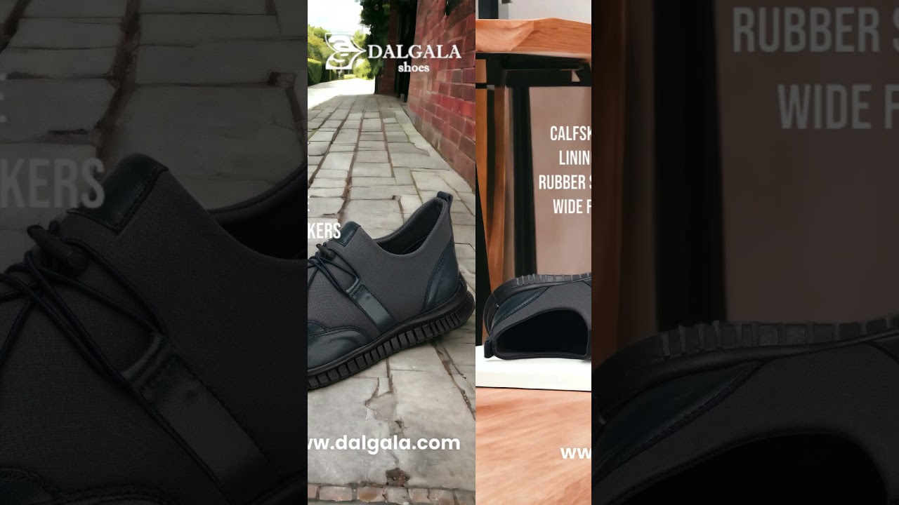 Men's Navy Blue Leather King Size Handmade Wide Fit Sneakers