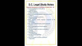 Important Short Questions on Constitution of India (Part - 4)