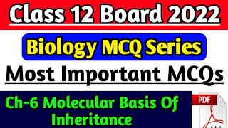 Class 12 biology Chapter 6 Molecular basis Of Inheritance MCQ, Board exam 2022 Biology