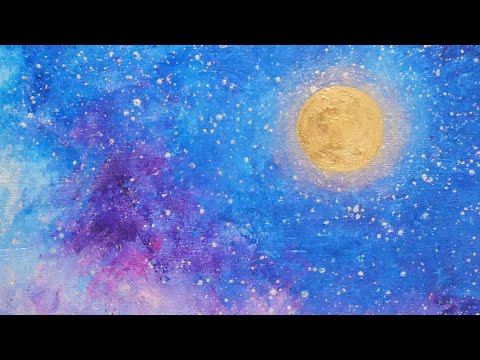 油絵】【星空の満月とススキ】#油絵 #手書き #アート #絵画 #絵