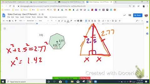 (11.6 Geo #11) Finding the area of a regular heptagon given radius and apothem using pythagorean thm