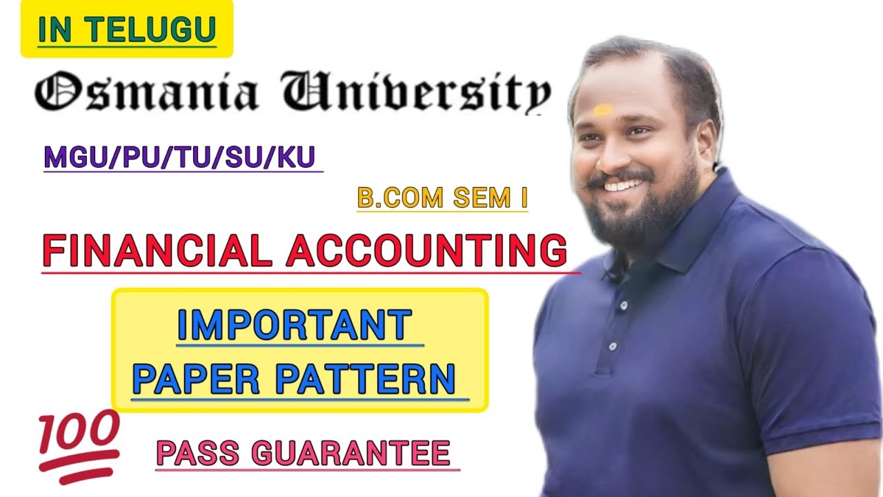 || FINANCIAL ACCOUNTING || IMPORTANT PAPER PATTERN || IN TELUGU |# ...