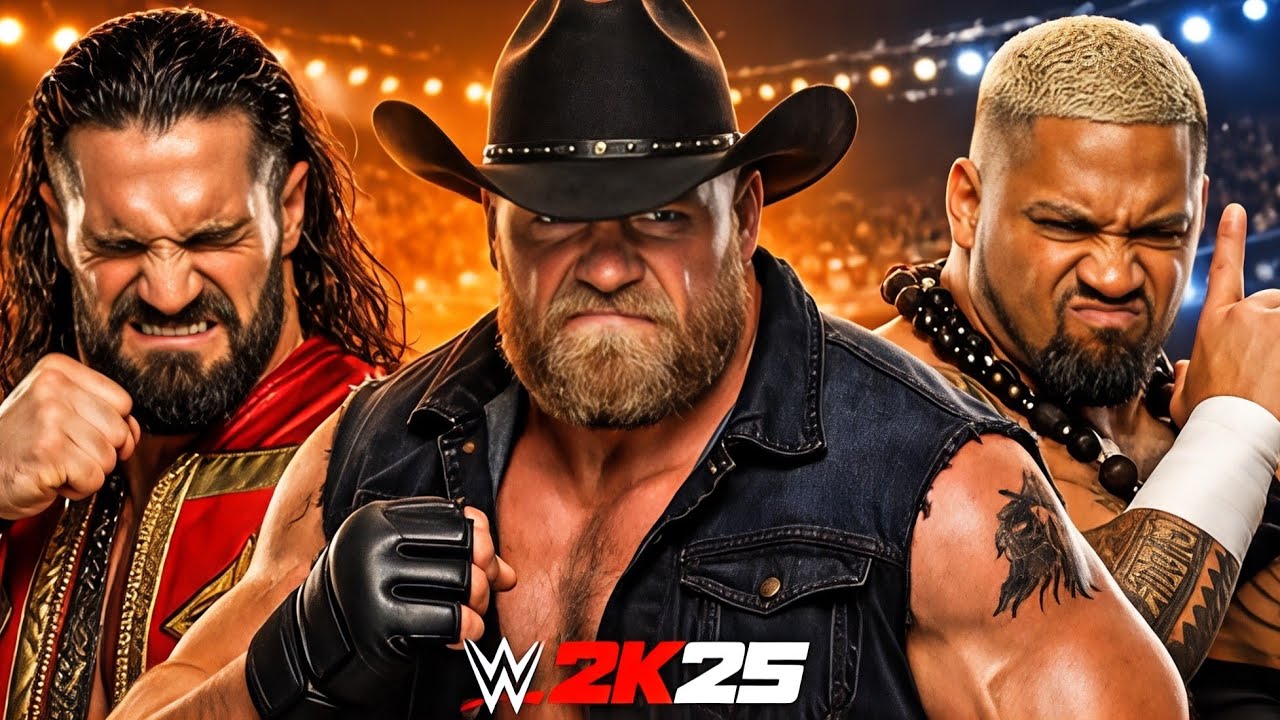 Brock Lesnar vs Seth Rollins vs Solo Sikoa – Triple Threat WAR! | WWE 2K25