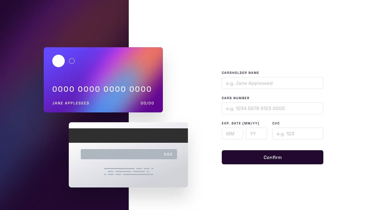 Build a Card Details Form Using React JS and Tailwind CSS