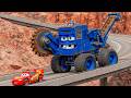 Epic Escape Lightning McQueen vs CONSTRUCTION TRENCHER MONSTER TRUCK in BeamNG.Drive