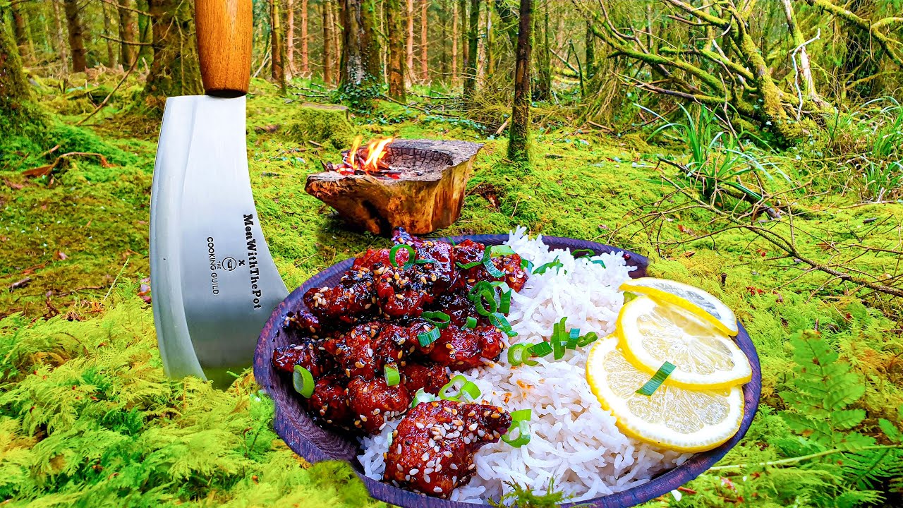 Lemon Crunchy Chicken cooked in the middle of the forest  ASMR cooking  NO TALK