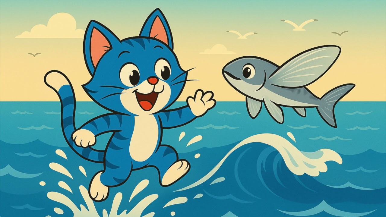 🕊️ The Blue Cat and the Flying Fish – Jump, Twirl and Fly! | Joyful Nursery Rhyme for Toddlers 🌊