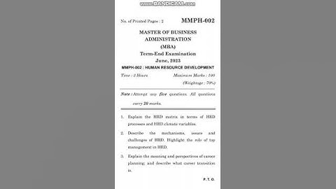 MMPH 002 question paper June 2023  #humanresources #development #shorts