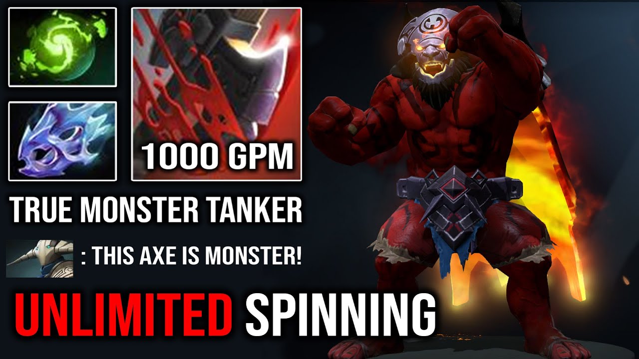 TRUE AXE CARRY 1000 GPM Max Speed Level 30 Unlimited Spinning with Refresher + Moon Shard DotA 2