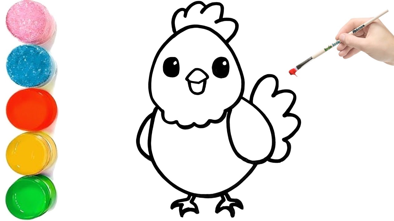 Easy Chicken Drawing for kids,Toddlers, Drawing for kids | Painting, Colouring,Chicken Draw & Colour