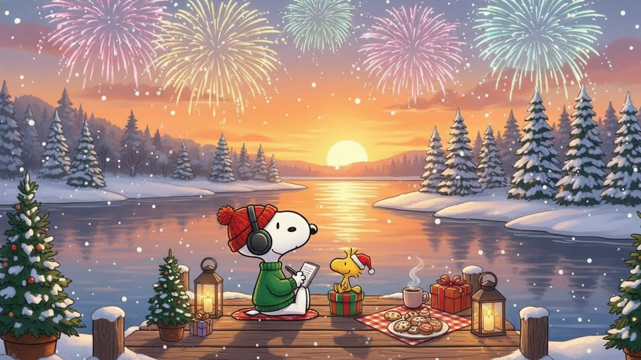 🌅 Snoopy’s Peaceful New Year Sunrise ❄️ Cozy Lofi Music 🎧 Calm Winter Morning