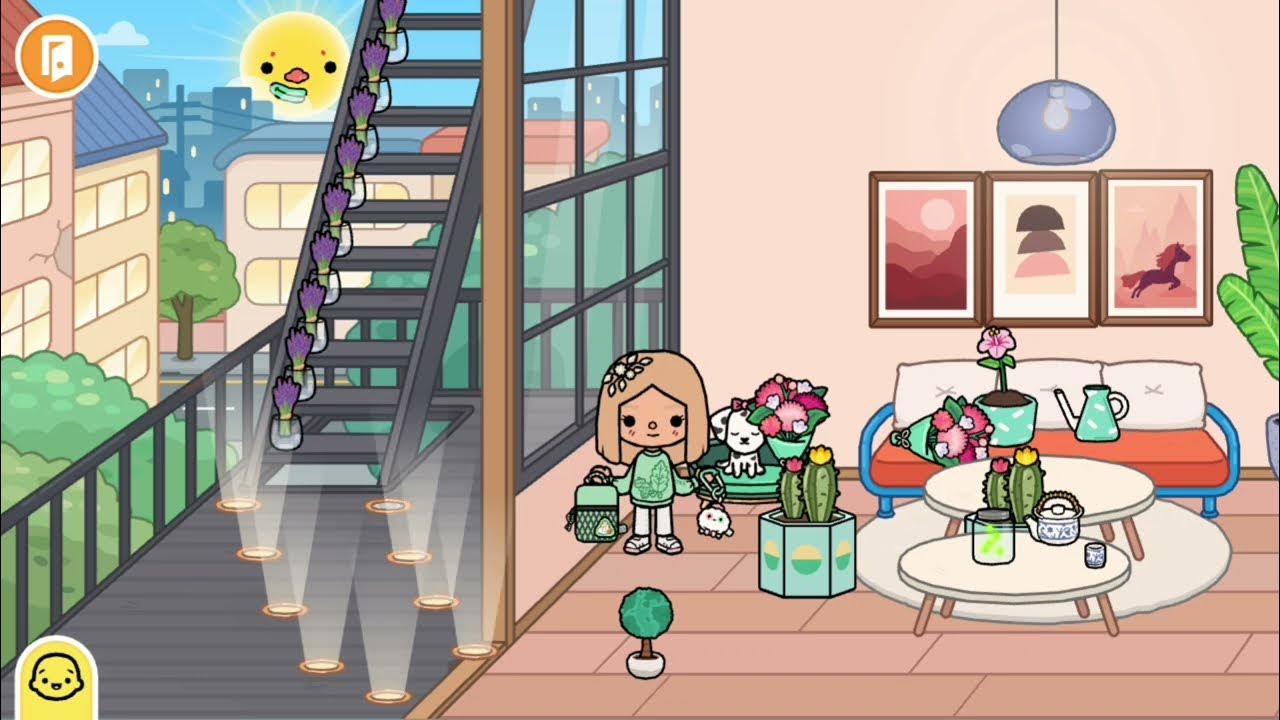 balcony ideas with the new furnitures in toca life world tokica YouTube