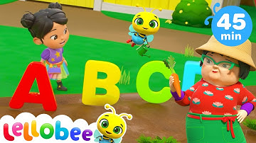 ABC Song - Learn Phonics! | Lellobee City Farm Sing Along | Fun Cartoons | A for Apple B for Ball