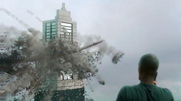 Alien Creature Building destruction VFX breakdown | cinema 4d after effects, turbulence fd