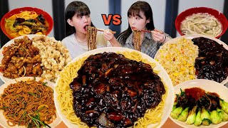 1vs1I had a quick eat jajangmyeon with my sister who eats well! Who will win? eating show mukbang