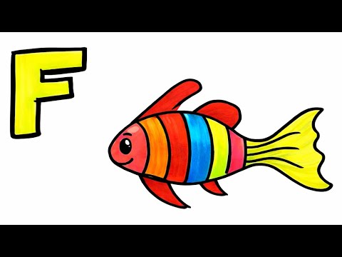 F for Fish ๐ | Learn Alphabet F | Easy Drawing for Kids - YouTube