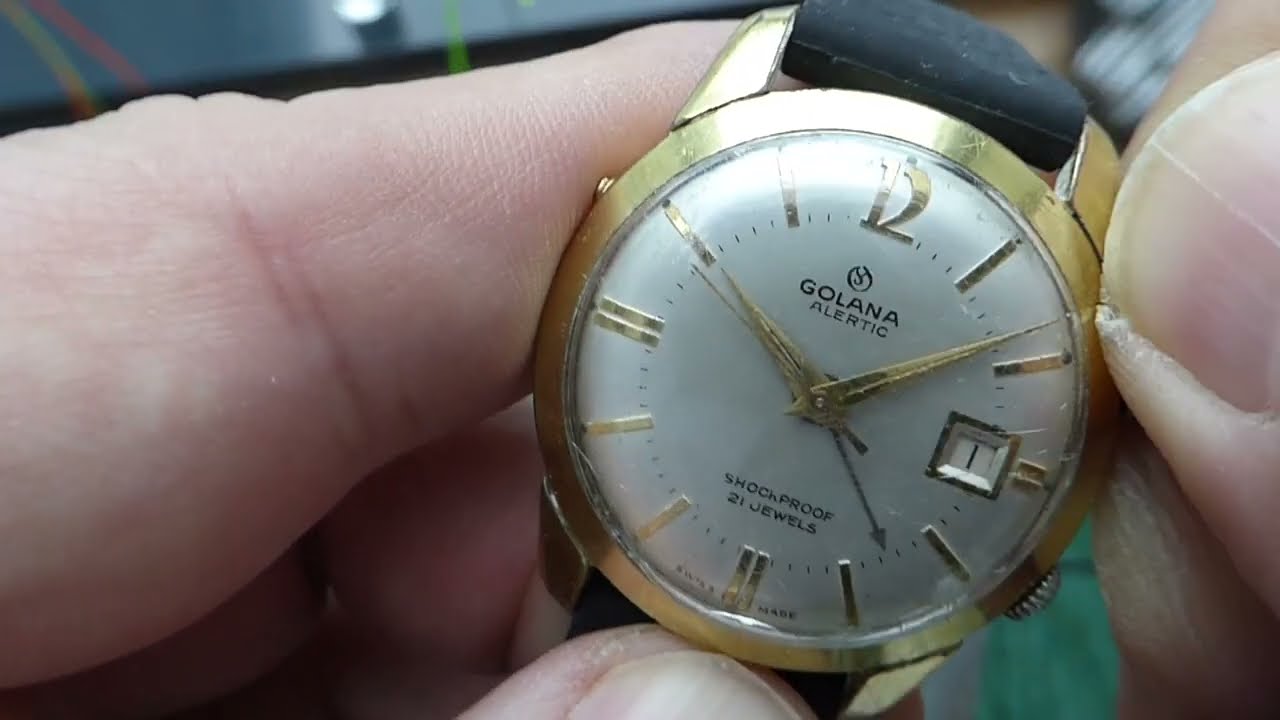 Rare Golana Crypton (Louis Erard) AS 1568 Quick Date Wrist Alarm - Armbandwecker