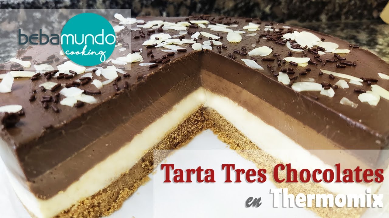 Tarta Tres Chocolates en Thermomix | Receta Rápida, Fácil y Buenísima | Sin Horno