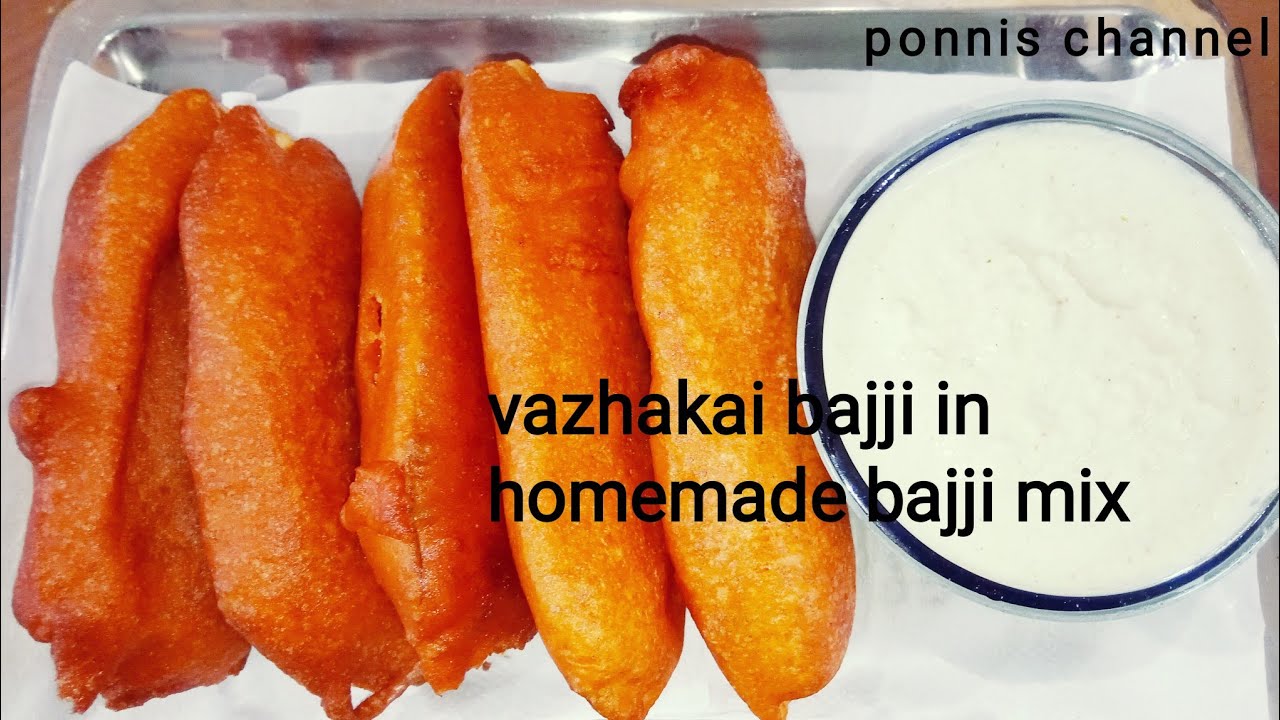 How to make bajji mix at home vazhakai bajji  வீட்டில் பஜ்ஜி மிக்ஸ் செய்வது எப்படி வாழைக்காய் பஜ்ஜி