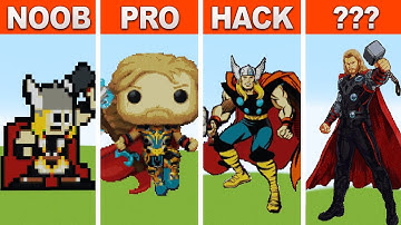 NOOB VS PRO VS HACKER Pixel Art Minecraft ✨ Thor Marvel