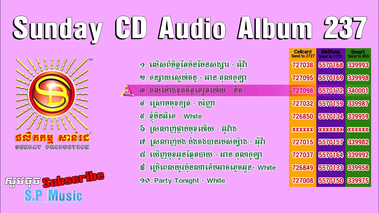 Sunday CD Audio Album 237, Sunday CD VOL 237, ទន្សាយស្នេហ៍ច័ន្ទ, ខ្ញុំមិនអីទេ