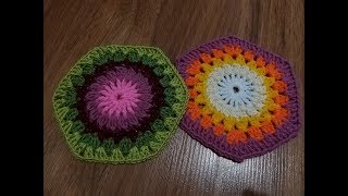 Шестиугольный мотив крючком. Часть 1. Крючок для начинающих. Шестиугольный мотив крючком. Часть 1. Крючок для начинающих.