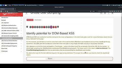 WebGoat 8 -Cross Site Scripting  Identify potential for DOM Based XSS - 10