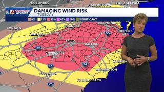 Severe Thunderstorms Possible Tuesday, Chance for Damaging Winds and Hail in North Carolina