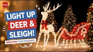 Transform Your Lawn for the Holidays with LED Reindeer &amp; Sleigh Decor | Best Choice Products