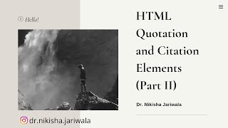 HTML Tutorial 14 - HTML Quotation and Citation Elements (Part 2) | Theory | Example | Hindi