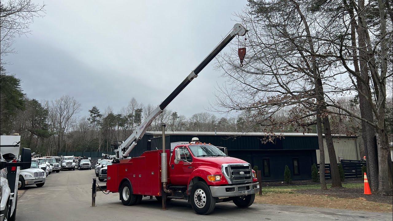 2008 Ford F750 Service Truck, Stellar 14528 Crane, 206k Miles, Cat Diesel, Allison Auto
