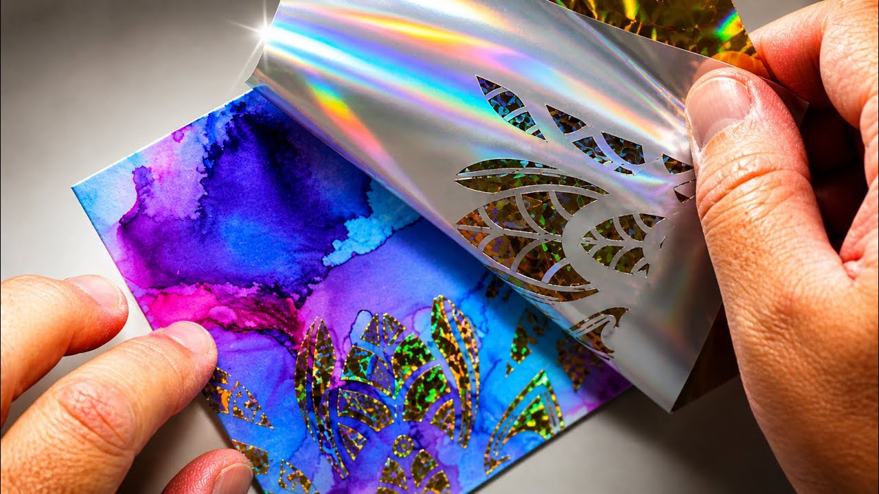 Alcohol Ink + Foil Reveal Easy Card Technique - YouTube