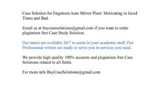 Case Solution Engstrom Auto Mirror Plant Motivating in Good Times and Bad