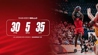 Highlights from Rasheed Bello's 30 -Windrose Giants Antwerp vs. Heroes Den Bosch