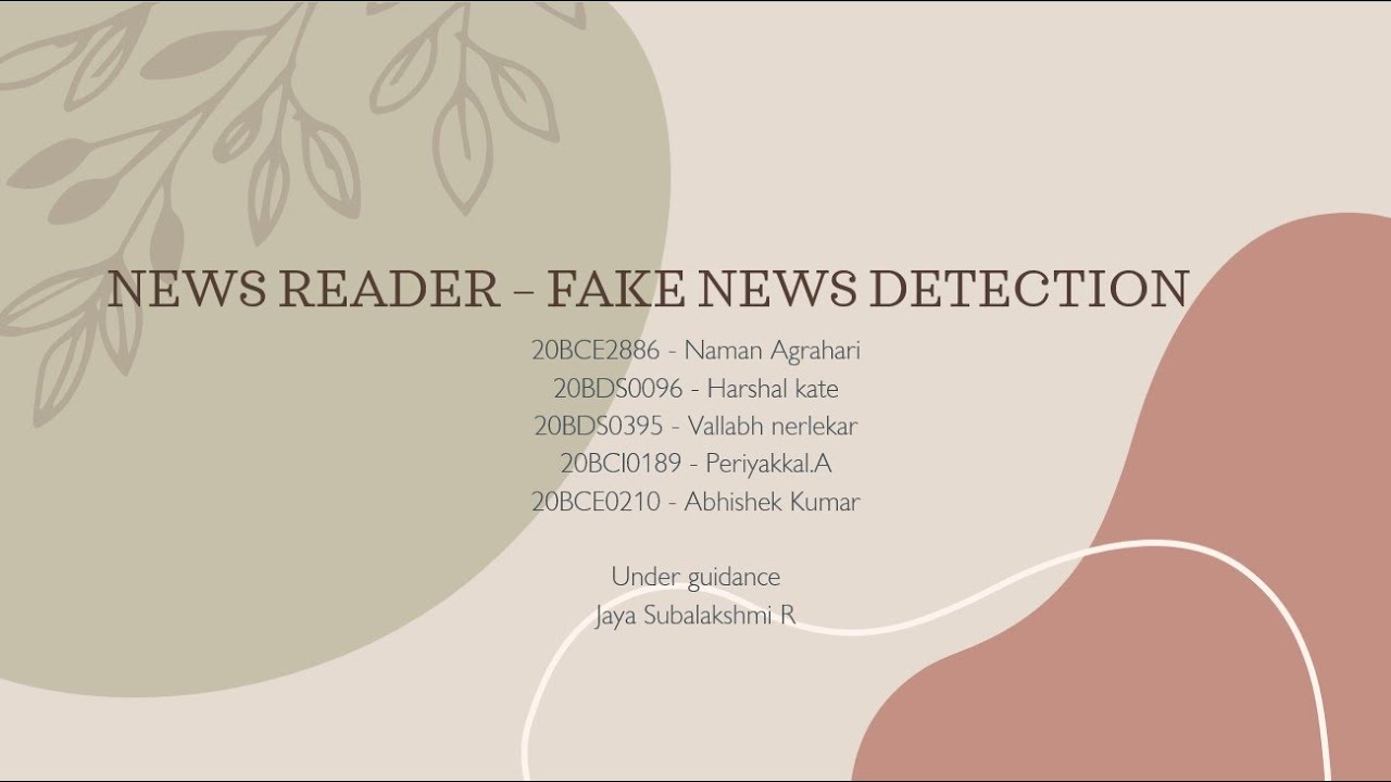 NEWS READER- FAKE NEWS DETECTOR - YouTube