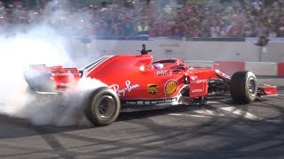 F1 Milan Festival 2018  BURNOUT & DONUTS ft. Vettel, Raikkonen, Leclerc, Ericsson!