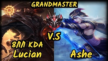 Uzi (LUCIAN) vs ASHE - 8/1/1 KDA BOTTOM ADC GAMEPLAY - KR Ranked GRANDMASTER