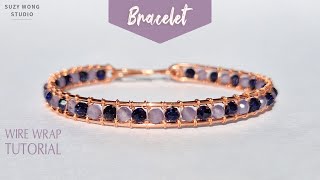 Sandstone Wire Wrap Bracelet Tutorial| Easy Bracelet| DIY Bangle| DIY Jewelry| How to make