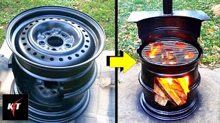 THINGS YOU CAN MAKE FROM OLD CAR WHEELS | DIY Stove from CAR RIMS