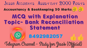 MCQ on Bank Reconciliation Statement // Jkssb accounts assistant// Ladhssrb