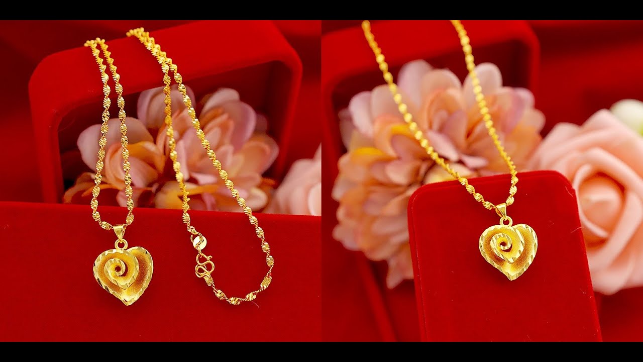 Gold Color Heart Pendant Necklace
