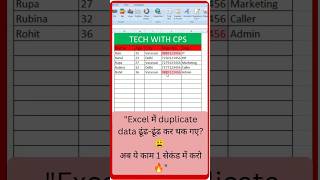 Excel mein duplicate data hatao 🙉 | 1 click trick 💥   # shorts
