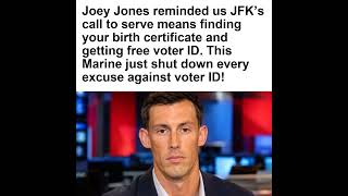 Joey Jones links voter ID to civic responsibility, arguing that obtaining a free ID