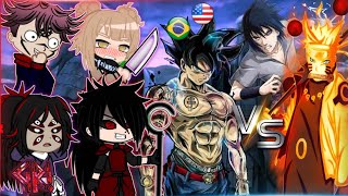 Anime Villains React To Goku Vs Naruto And Sasuke  Konoha  Gacha React  Fan Animation  Part 1