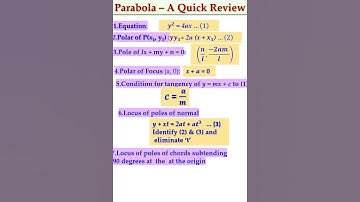 Analytical Geometry of 2D | 11.Parabola - a quick Review